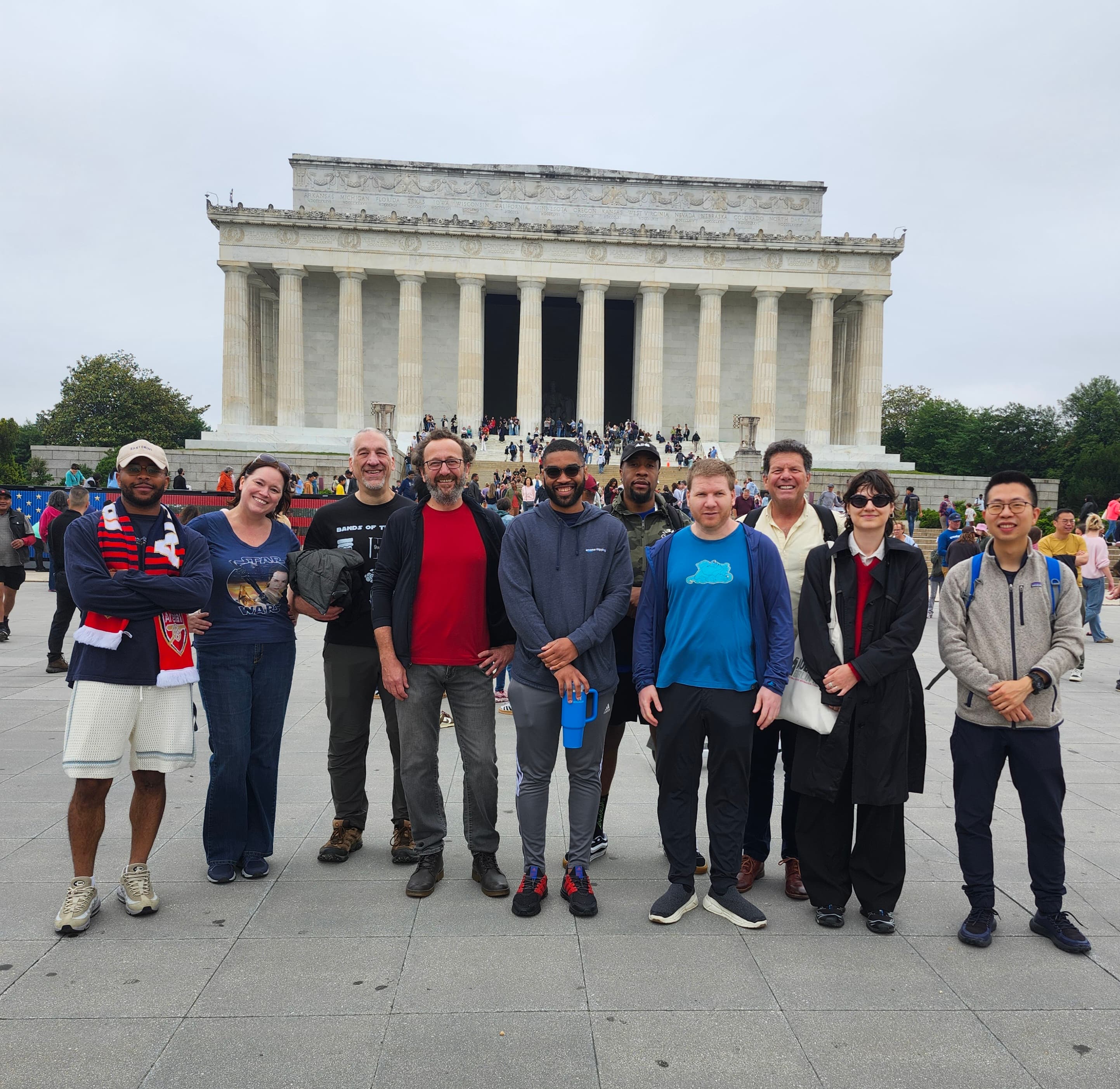 Club members in front of the Lincoln Memorial