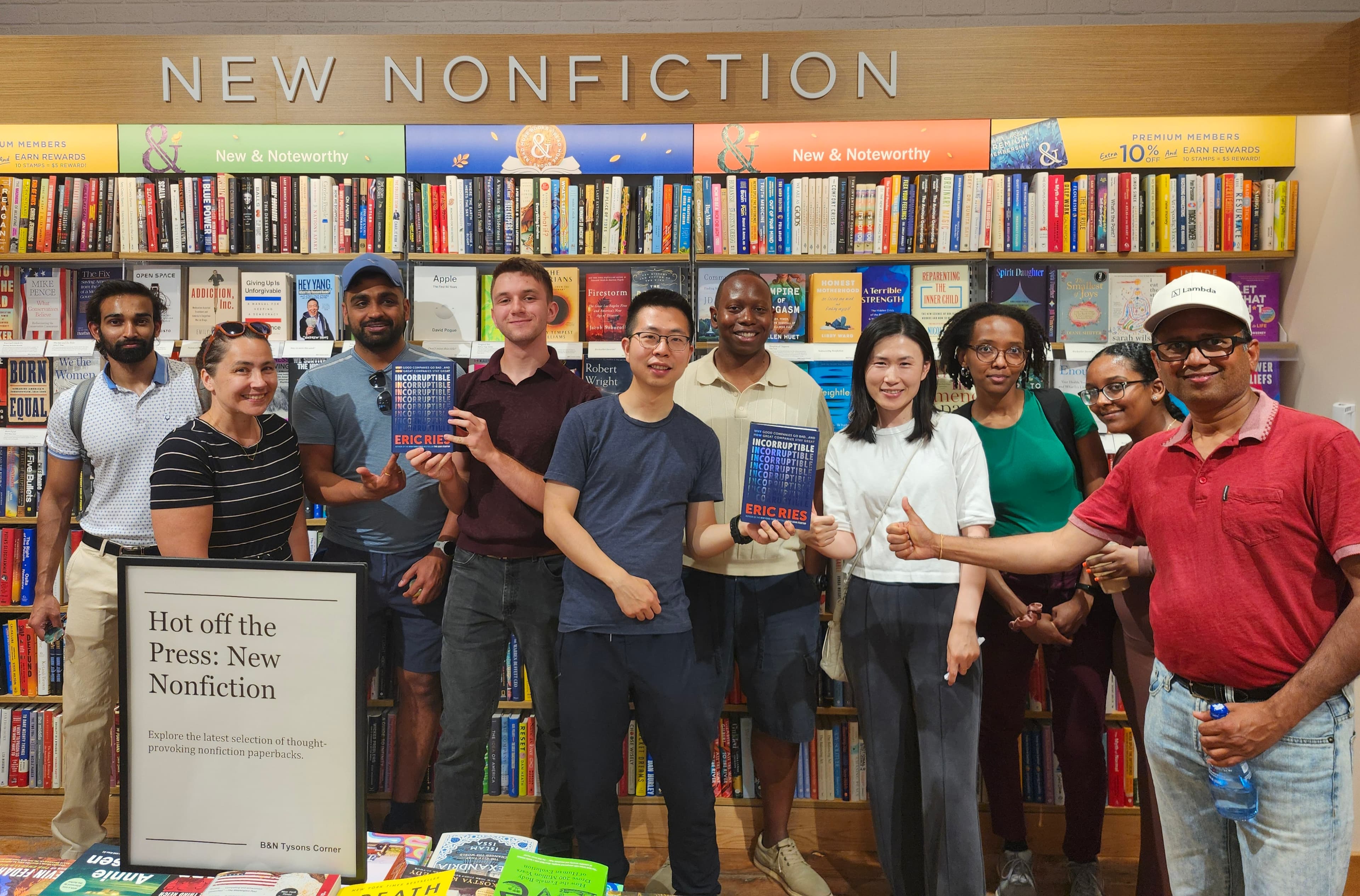 Club members together at a bookstore